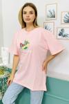 156438 B Yaka Baskili Oversize Tshirt